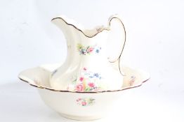 Ironstone floral decorated wash jug and bowl, 20th century (2)