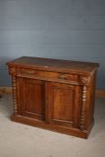 Victorian mahogany chiffonier, the rectangular top above a single drawer and two cupboard doors