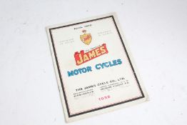 The Famous James Motor Cycles 1932, 12 page sales catalogue illustrating and detailing with
