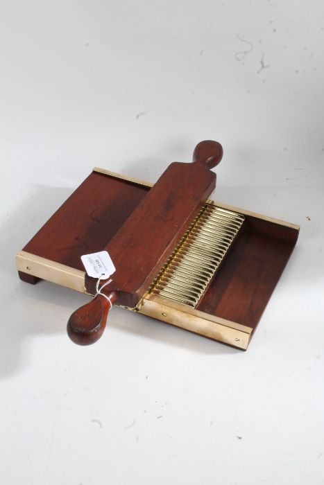 Early 20th century chemist's brass and mahogany pill rolling machine, by J W Pindar & Co.,