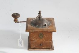 Early 20th century Goldenberg Zornhoff Saverne coffee grinder, with wooden finial turning handle