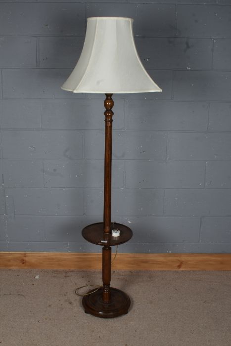20th century mahogany standard lamp with dumb waiter