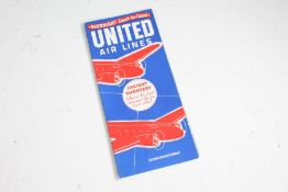 United Airlines "Overnight Coast-To-Coast" 12 page brochure and timetable together with 11