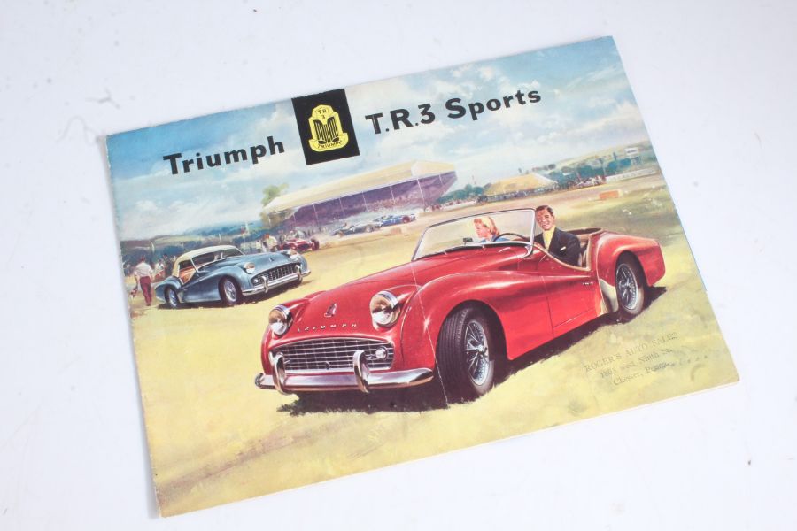 Triumph T.R.3 Sports fold out sales catalogue c1957-58, with four large multicoloured