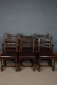 Set of six 20th century oak carved dining chairs, two carvers and four singles, with a horizontal