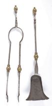 A rare pair of Charles II steel and enamelled fire tools, circa 1670 To include a pair of tongs