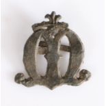 A 14th/15th century lead alloy pilgrim’s badge, English Designed with the letter ‘M’ below a part