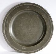 A Queen Anne pewter multi-reeded dish, English, circa 1710 With hallmarks to front rim and