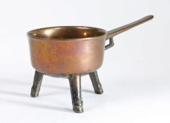 A small Charles II bronze skillet, circa 1670 With plain handle, an open brace below, the bowl on