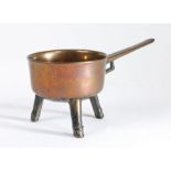 A small Charles II bronze skillet, circa 1670 With plain handle, an open brace below, the bowl on