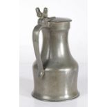 A pewter flagon, Northern French, circa 1800 With ‘heart-shaped’ lid and twin-acorn thumbpiece,