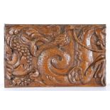 A good mid-16th century carved oak panel, circa 1540-70 Designed with a hippocampus, having the