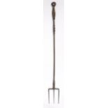 A George III steel meat fork, circa 1800 With three straight tines, a flat and notched stem