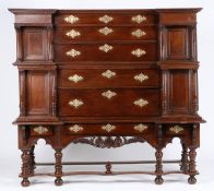 A rare and impressive late 17th century William & Mary oak chest-on-stand, in the Classical