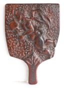 A rare Charles II walnut carved hornbook, circa 1670 Of paddle-form, decorated to the rear with a