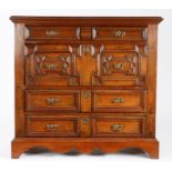 A Charles II oak chest of drawers, circa 1680 and later The top of two boards with applied moulded