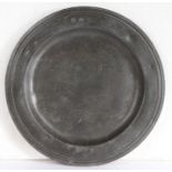 A Queen Anne pewter multi-reeded plate, circa 1705 With hallmarks to front rim and touchmark to rear