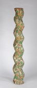 A 17th century polychrome-decorated and carved Solomonic column, Italian Of typical spiral form,