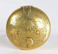 A rare late 17th century brass tobacco box, English, circa 1690 Of domed circular form, the hinged