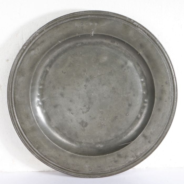 A large William & Mary pewter multi-reeded dish, circa 1690 With hallmarks to front rim, and