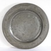 A large William & Mary pewter multi-reeded dish, circa 1690 With hallmarks to front rim, and