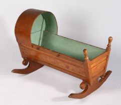 A documented early Victorian pine/birch and painted canopy cradle, Scottish, circa 1840 Of framed