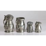 Four Scottish pewter measures, circa 1800-1830 To include an Imperial half-pint dome-lidded baluster