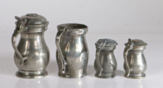 Four Scottish pewter measures, circa 1800-1830 To include an Imperial half-pint dome-lidded baluster