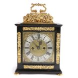 A 17th Century and later basket top table clock, signed for Daniel Le Count, London The hinged