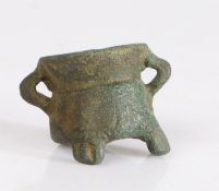 A miniature or toy bronze alloy cauldron, English, possibly 14th/15th century With flared rim,