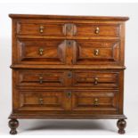 An impressive Charles II walnut and oak chest of drawers, circa 1680 The top of two boards with