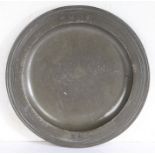 A William & Mary pewter multi-reeded plate, circa 1690 With two pairs of ownership marks to rim,