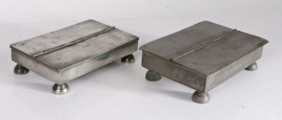 A George III pewter standish, circa 1780 Of rectangular form, with two hinged lidded compartments,