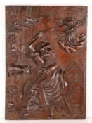 A late 16th century carved oak panel, circa 1590 Designed with ‘The Sacrifice of Isaac’, as