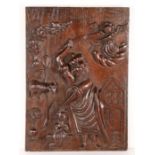 A late 16th century carved oak panel, circa 1590 Designed with ‘The Sacrifice of Isaac’, as