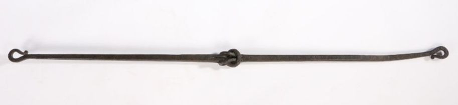 A rare 17th/18th century wrought iron chandelier suspension rod, English, circa 1650-1750 Formed