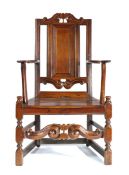 A rare and unusual William & Mary joined oak armchair, Shropshire and surrounding area, circa 1700