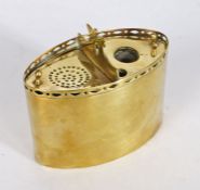 A small late 18th century brass ‘standish’, circa 1790 Of navette-form, and seamed, with delicate