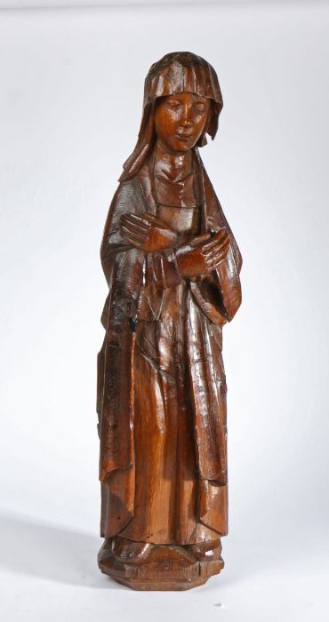 A rare mid-15th century carved oak figure of Mary Magdalen, probably Norfolk or Suffolk, circa - Image 2 of 2