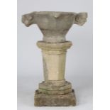 An interesting and large 15th century limestone urn, circa 1400-50 or possibly earlier With paired