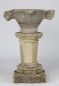 An interesting and large 15th century limestone urn, circa 1400-50 or possibly earlier With paired