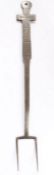 An early 19th century steel meat fork, English, circa 1800-30 Having two slightly curved tines, a