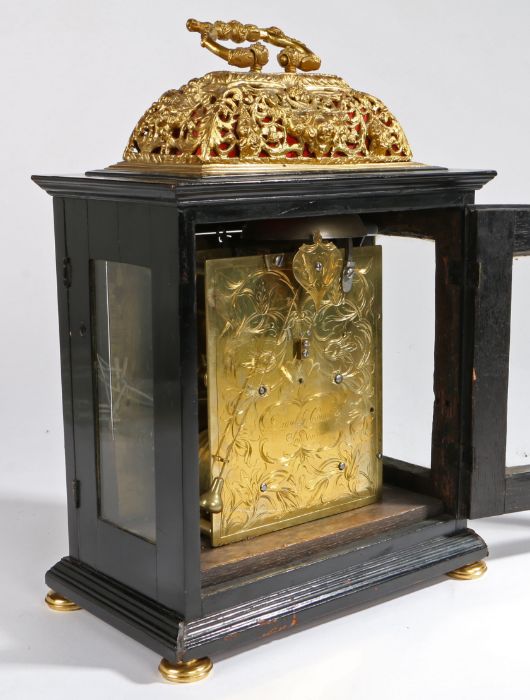 A 17th Century and later basket top table clock, signed for Daniel Le Count, London The hinged - Image 3 of 5