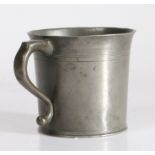 A George III pewter cup, Northern England, probably Liverpool or Wigan, circa 1790 OEWS pint