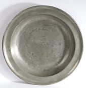 A George III pewter single-reeded deep dish, Scottish, circa 1765 With hammer marks to rear of