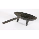 A particularly small and documented early 18th century cast iron grisset, English, possibly Sussex