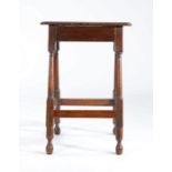 An interesting George I oak table-stool, circa 1720 Having a rectangular top with double-reeded edge