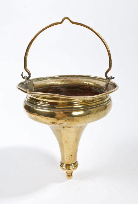 An 18th century brass hanging incense burner, circa 1750-1800 Of inverted conical form, with