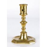 A late 17th century brass candlestick, Flemish, circa 1690 The cylindrical socket with moulded rim