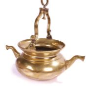 A late 18th century brass lavabo, French The bowl of squat circular form, with two facetted spouts